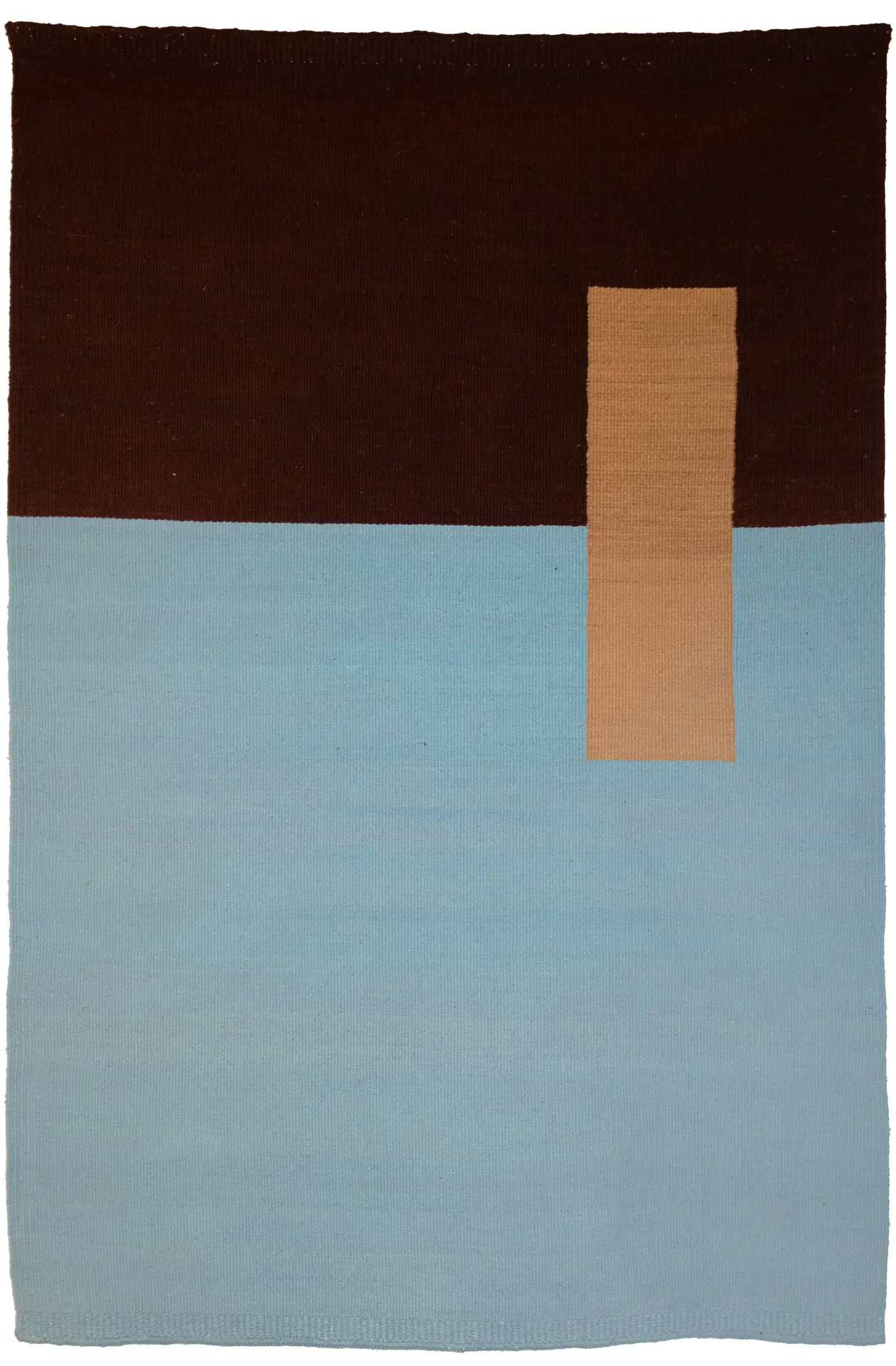Fundamental 01 — handwoven rug in light blue, brown, and tan beige horizontal fields. From the Fundamentals collection by Thurje Handmade, handwoven in Korça, Albania.
